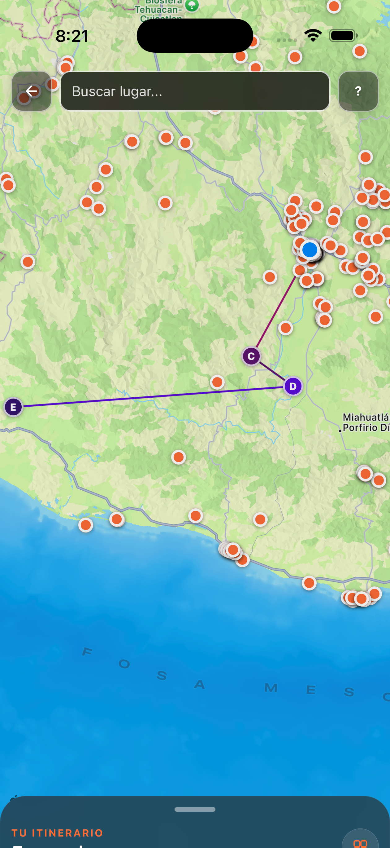 Mapa de actividades en Oaxaca en la app Eskenda